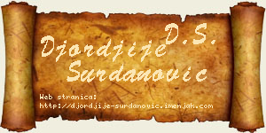 Đorđije Surdanović vizit kartica